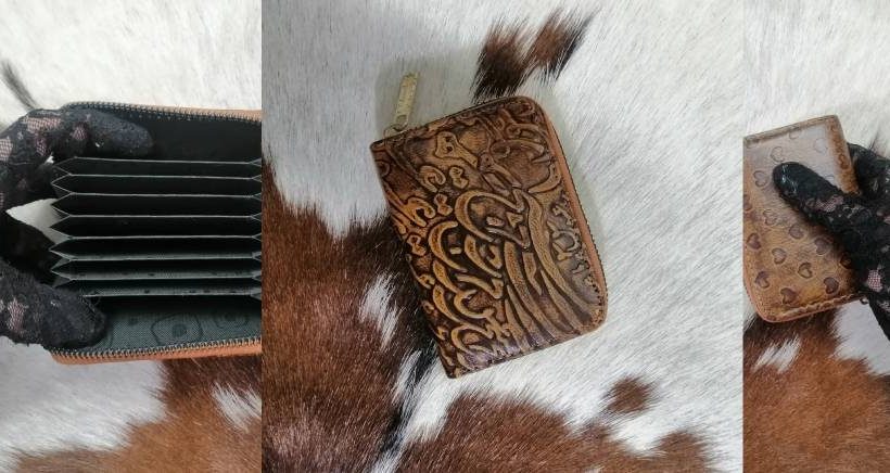 جاکارتی آکاردئونی چرم گاوی مدل نوشته نستعلیق: اوج زیبایی، نظم و اصالت در چرمال