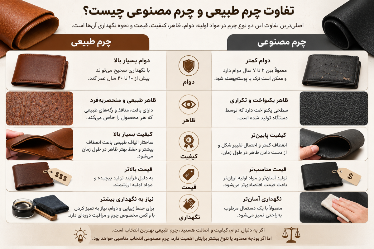 تفاوت چرم طبیعی و چرم مصنوعی چیست؟