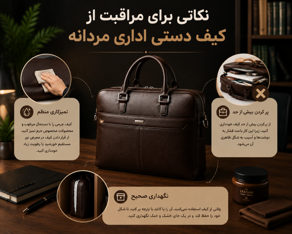 نکاتی برای مراقبت از کیف دستی اداری مردانه