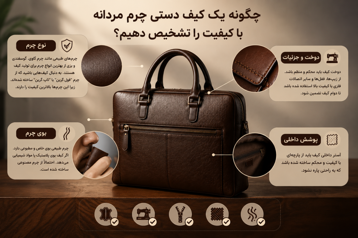 چگونه یک کیف دستی چرم مردانه با کیفیت را تشخیص دهیم؟